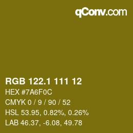 カラーコード: RGB 122.1 111 12 | qconv.com