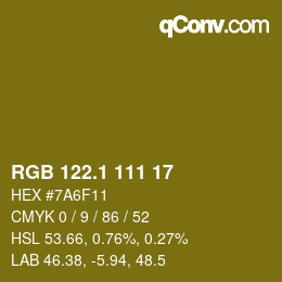 カラーコード: RGB 122.1 111 17 | qconv.com