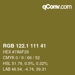 カラーコード: RGB 122.1 111 41 | qconv.com