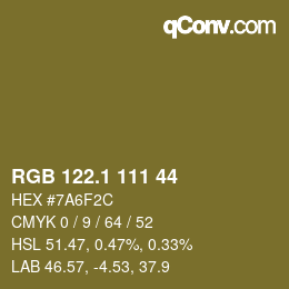 カラーコード: RGB 122.1 111 44 | qconv.com