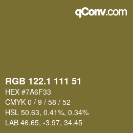 カラーコード: RGB 122.1 111 51 | qconv.com