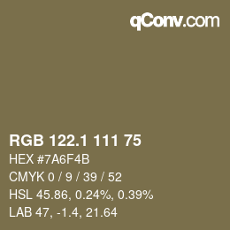 カラーコード: RGB 122.1 111 75 | qconv.com