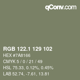 Color code: RGB 122.1 129 102 | qconv.com