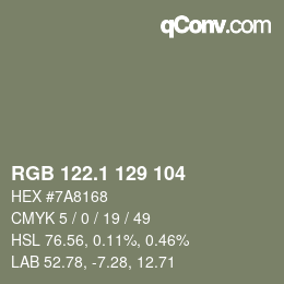 Color code: RGB 122.1 129 104 | qconv.com