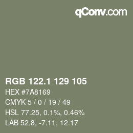 カラーコード: RGB 122.1 129 105 | qconv.com
