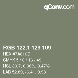 カラーコード: RGB 122.1 129 109 | qconv.com