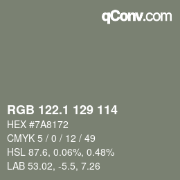 カラーコード: RGB 122.1 129 114 | qconv.com