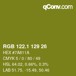 カラーコード: RGB 122.1 129 26 | qconv.com