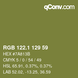 カラーコード: RGB 122.1 129 59 | qconv.com
