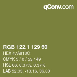 カラーコード: RGB 122.1 129 60 | qconv.com