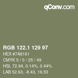 カラーコード: RGB 122.1 129 97 | qconv.com