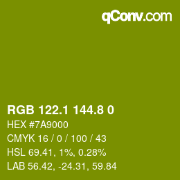 カラーコード: RGB 122.1 144.8 0 | qconv.com