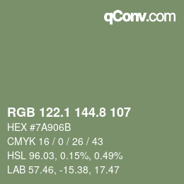 カラーコード: RGB 122.1 144.8 107 | qconv.com