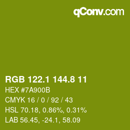 カラーコード: RGB 122.1 144.8 11 | qconv.com