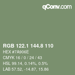 Color code: RGB 122.1 144.8 110 | qconv.com