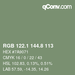 カラーコード: RGB 122.1 144.8 113 | qconv.com