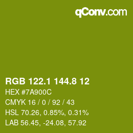 カラーコード: RGB 122.1 144.8 12 | qconv.com