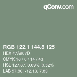 Color code: RGB 122.1 144.8 125 | qconv.com