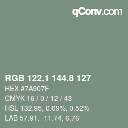 カラーコード: RGB 122.1 144.8 127 | qconv.com