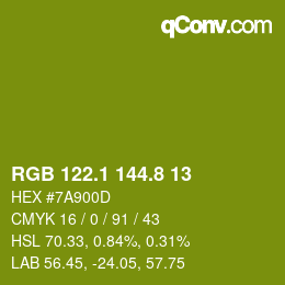 カラーコード: RGB 122.1 144.8 13 | qconv.com