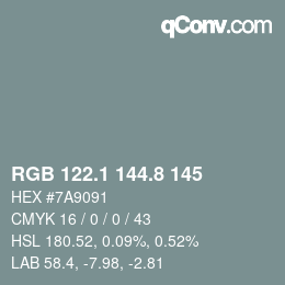Farbcode: RGB 122.1 144.8 145 | qconv.com