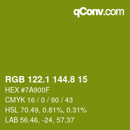 カラーコード: RGB 122.1 144.8 15 | qconv.com
