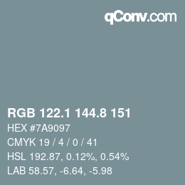 Color code: RGB 122.1 144.8 151 | qconv.com