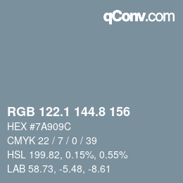 Farbcode: RGB 122.1 144.8 156 | qconv.com