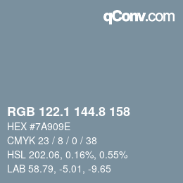 Farbcode: RGB 122.1 144.8 158 | qconv.com