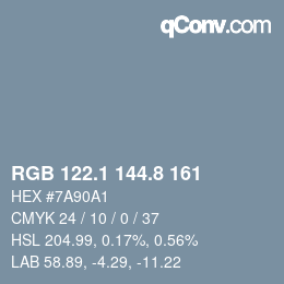 Color code: RGB 122.1 144.8 161 | qconv.com