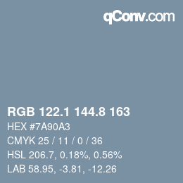 Farbcode: RGB 122.1 144.8 163 | qconv.com