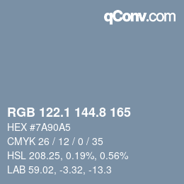 Color code: RGB 122.1 144.8 165 | qconv.com