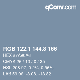 Color code: RGB 122.1 144.8 166 | qconv.com