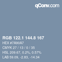 Color code: RGB 122.1 144.8 167 | qconv.com