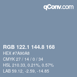 Color code: RGB 122.1 144.8 168 | qconv.com