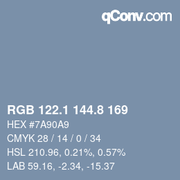 Color code: RGB 122.1 144.8 169 | qconv.com