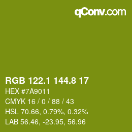 カラーコード: RGB 122.1 144.8 17 | qconv.com