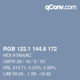 Código de color: RGB 122.1 144.8 172 | qconv.com