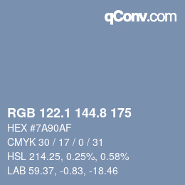 Color code: RGB 122.1 144.8 175 | qconv.com