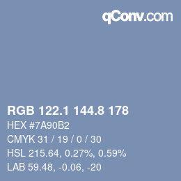 Farbcode: RGB 122.1 144.8 178 | qconv.com