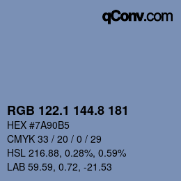 Code couleur: RGB 122.1 144.8 181 | qconv.com