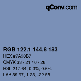 Color code: RGB 122.1 144.8 183 | qconv.com