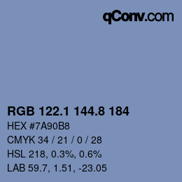 Color code: RGB 122.1 144.8 184 | qconv.com