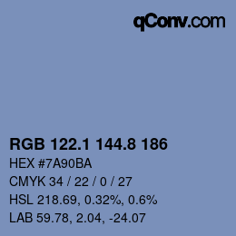 Color code: RGB 122.1 144.8 186 | qconv.com
