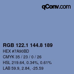 Color code: RGB 122.1 144.8 189 | qconv.com