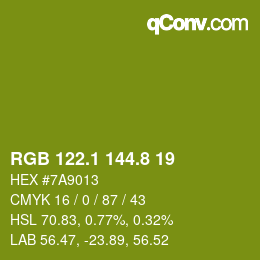 カラーコード: RGB 122.1 144.8 19 | qconv.com