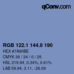 Color code: RGB 122.1 144.8 190 | qconv.com