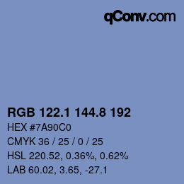 Farbcode: RGB 122.1 144.8 192 | qconv.com