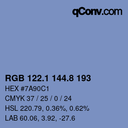 Color code: RGB 122.1 144.8 193 | qconv.com
