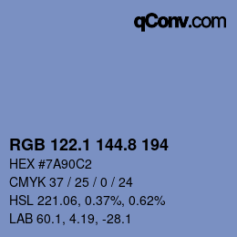 Color code: RGB 122.1 144.8 194 | qconv.com